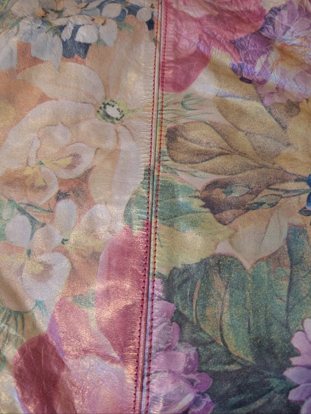 Vintage Cecconi Piero Italian Leather Floral Botanical Tote Bag Cottagecore